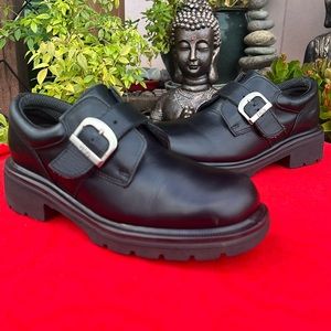 🏴󠁧󠁢󠁥󠁮󠁧󠁿 Dr. Martens MIE Monk Strap Chunky Vintage Mono Black Loafers UK 5